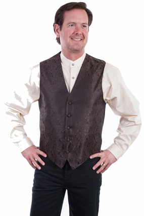 Scully Mens Brown Polyester Paisley Vest Work Tough