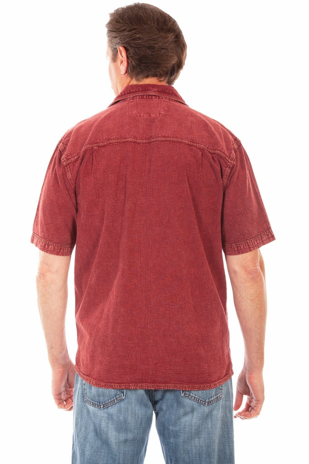 Scully Mens Burgundy 100% Cotton Traveler S/S Shirt Stretchy Cloth Networking Session