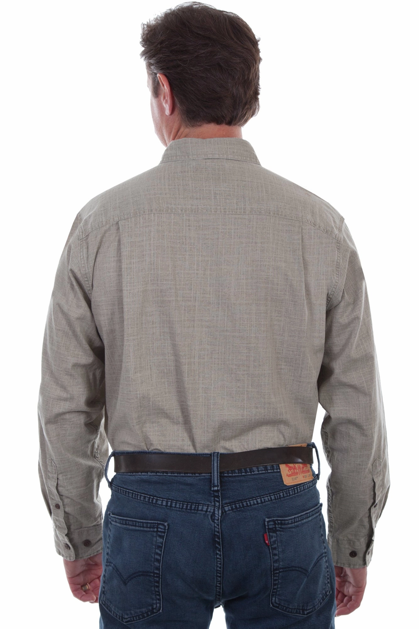 Durable Material Scully Mens Cafe 100% Cotton Slub L/S Shirt