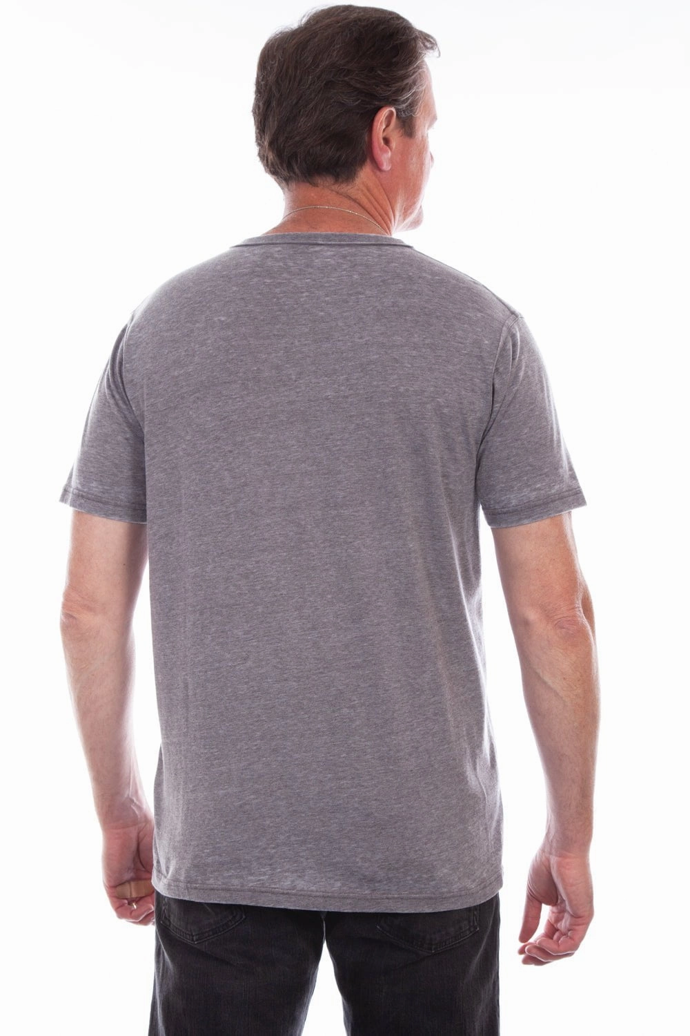 Non Iron Material Scully Mens Charcoal 100% Cotton Henley S/S T-Shirt