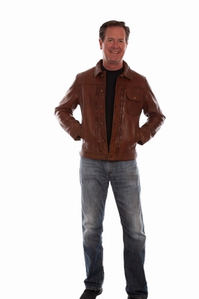 Thermoplastic Elastomer Trim Soft Fleece Lining Scully Mens Classic Western Brown Leather Leather Jacket