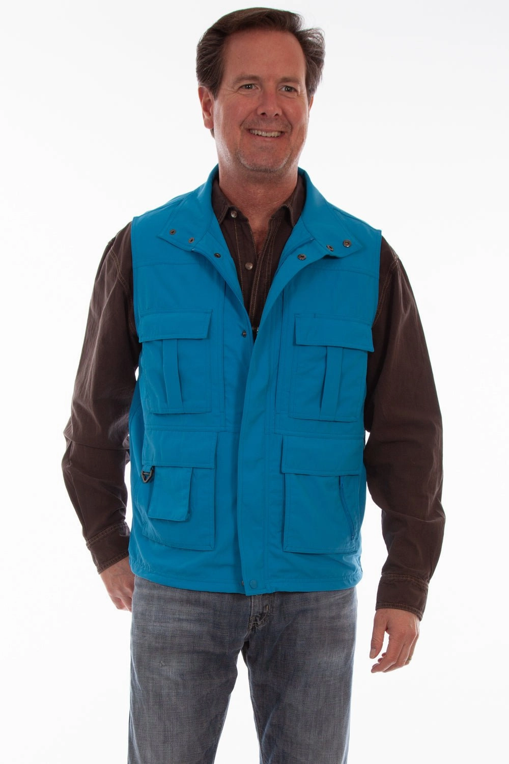 Articulated Ergonomic Fit Stretchable Cuffs Scully Mens Coastal Nylon Multi-Pocket Vest