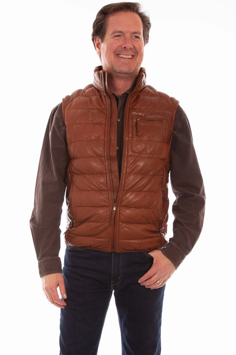 Water Resistant HybridLayerCompatibility Scully Mens Cognac Lamb Ribbed Vest