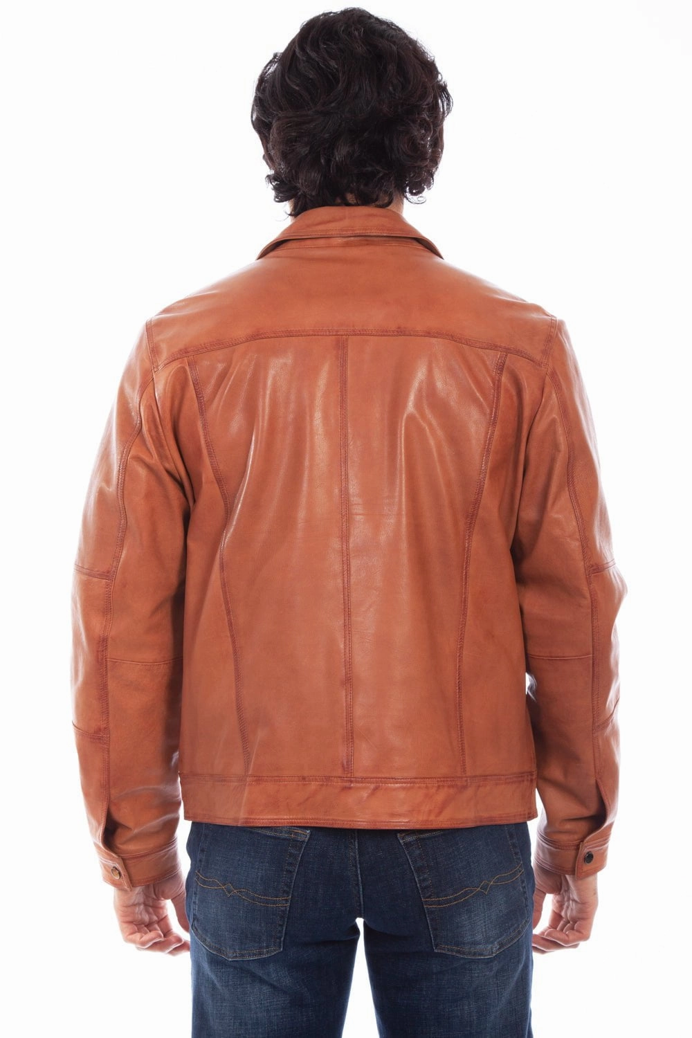 Soft Weather Wear ReinforcedEdging Scully Mens Cognac Leather Vintage Racer Jacket