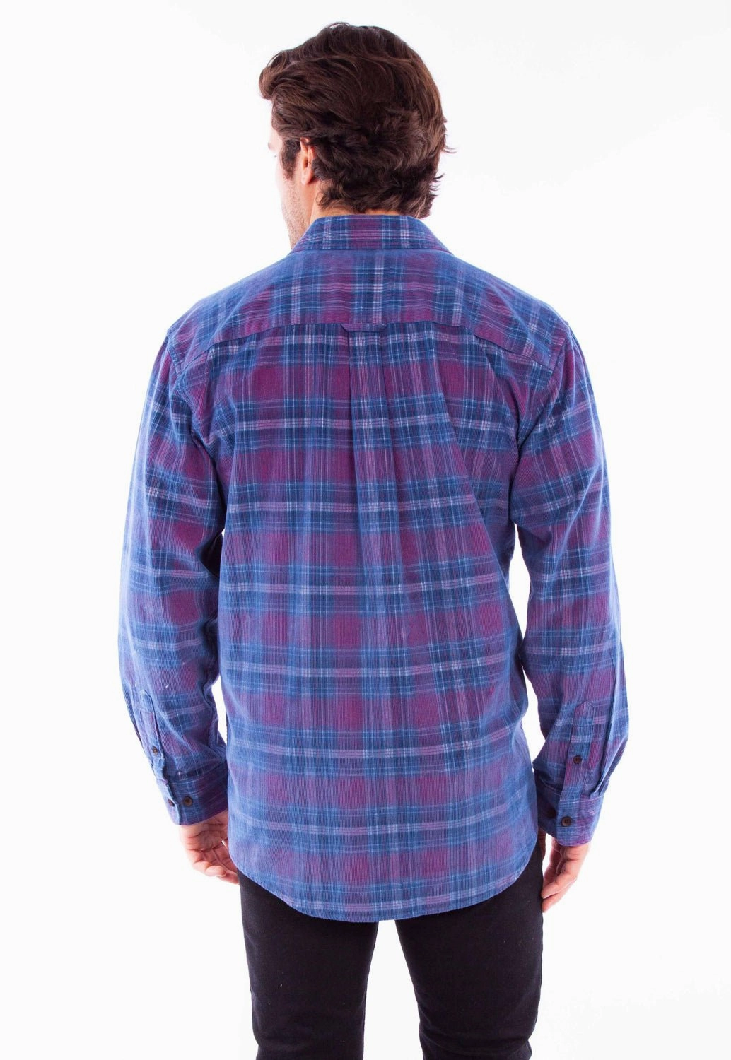 Handcrafted Detail Scully Mens Corduroy Plaid Red/Blue 100% Cotton L/S Shirt