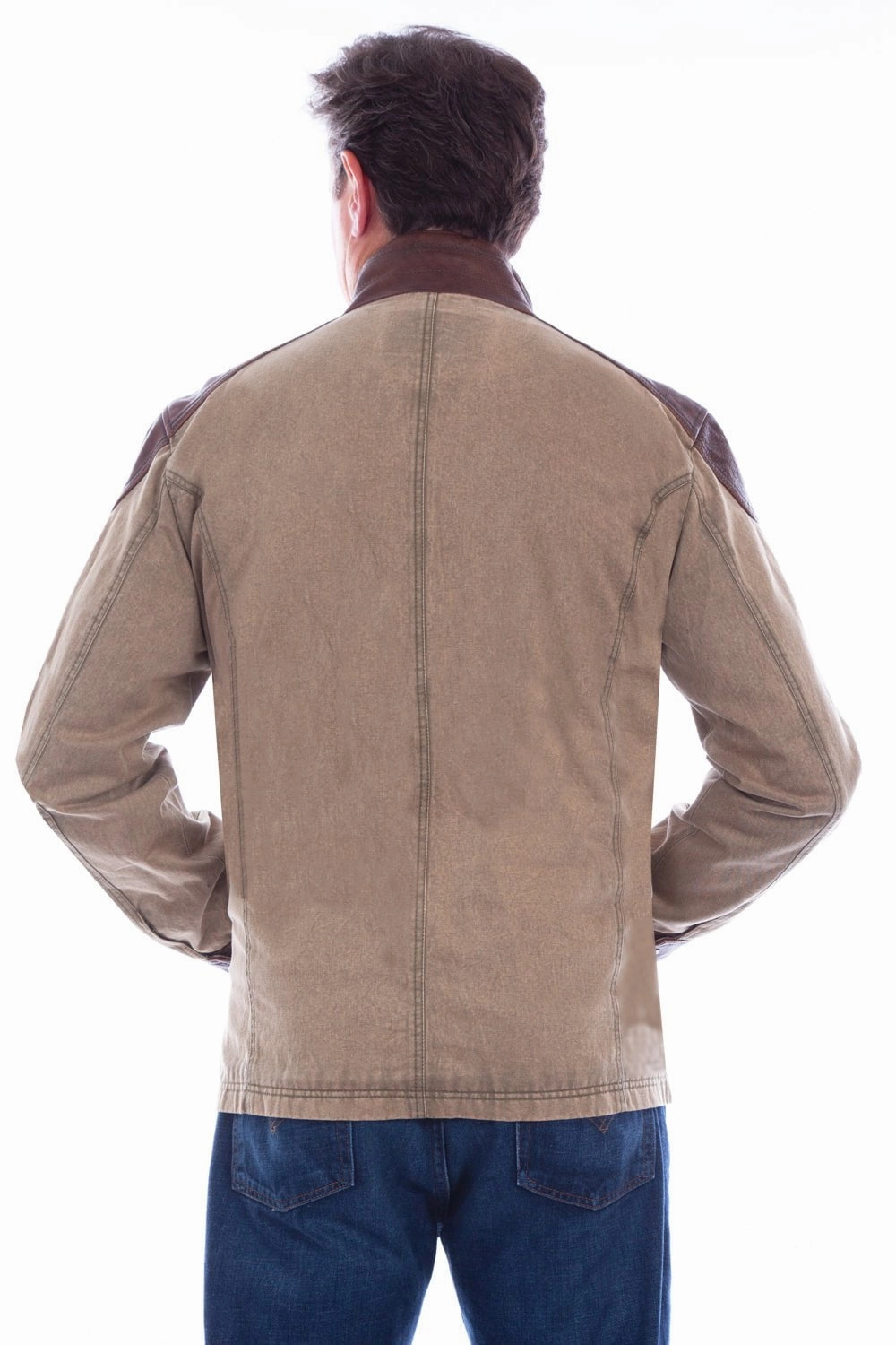ReflectiveDetails Softshell Technology Scully Mens Cozy Canvas Sage Leather Leather Jacket