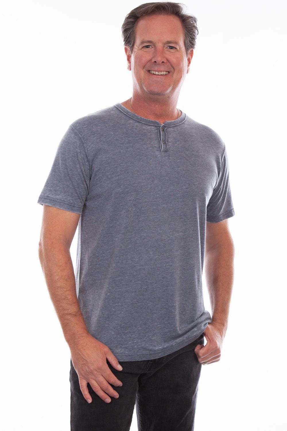 Urban Fashion Everyday Essential Scully Mens Denim 100% Cotton Henley S/S T-Shirt