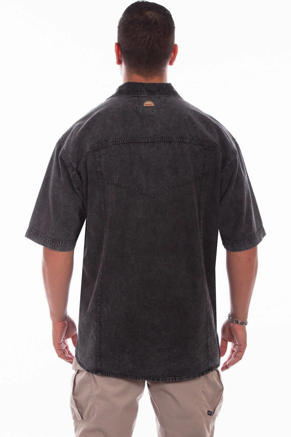 Scully Mens Distressed Black 100% Cotton Trac S/S Shirt Gradient effect