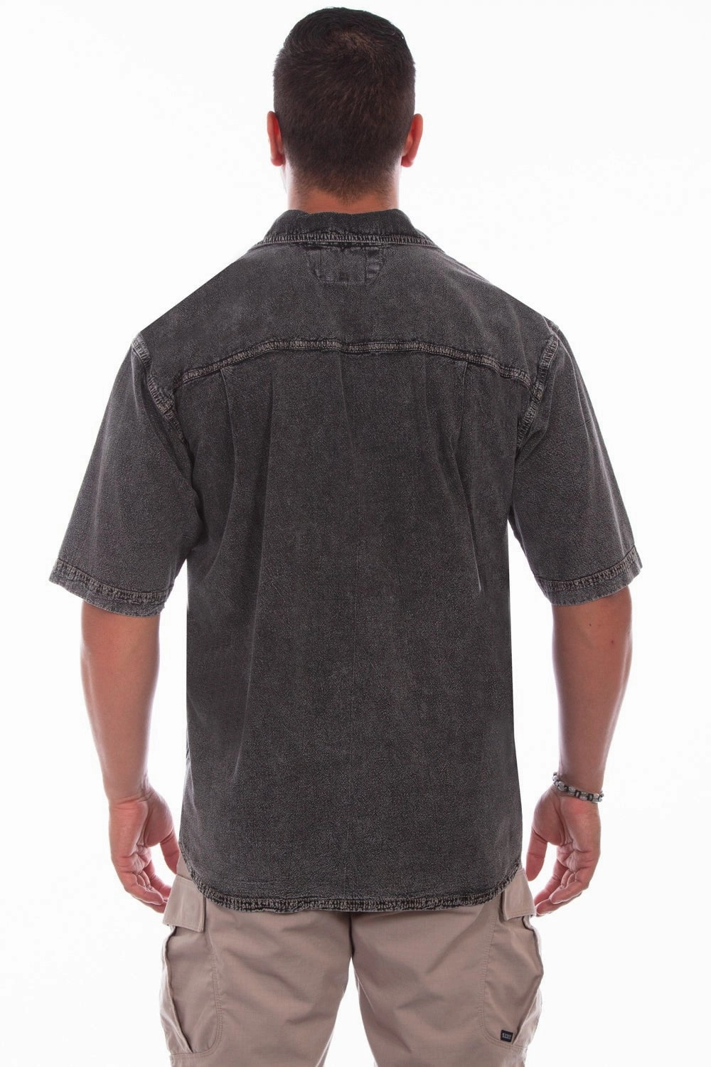 Multi Pocket Design birthday party Scully Mens Distressed Black 100% Cotton Traveler S/S Shirt
