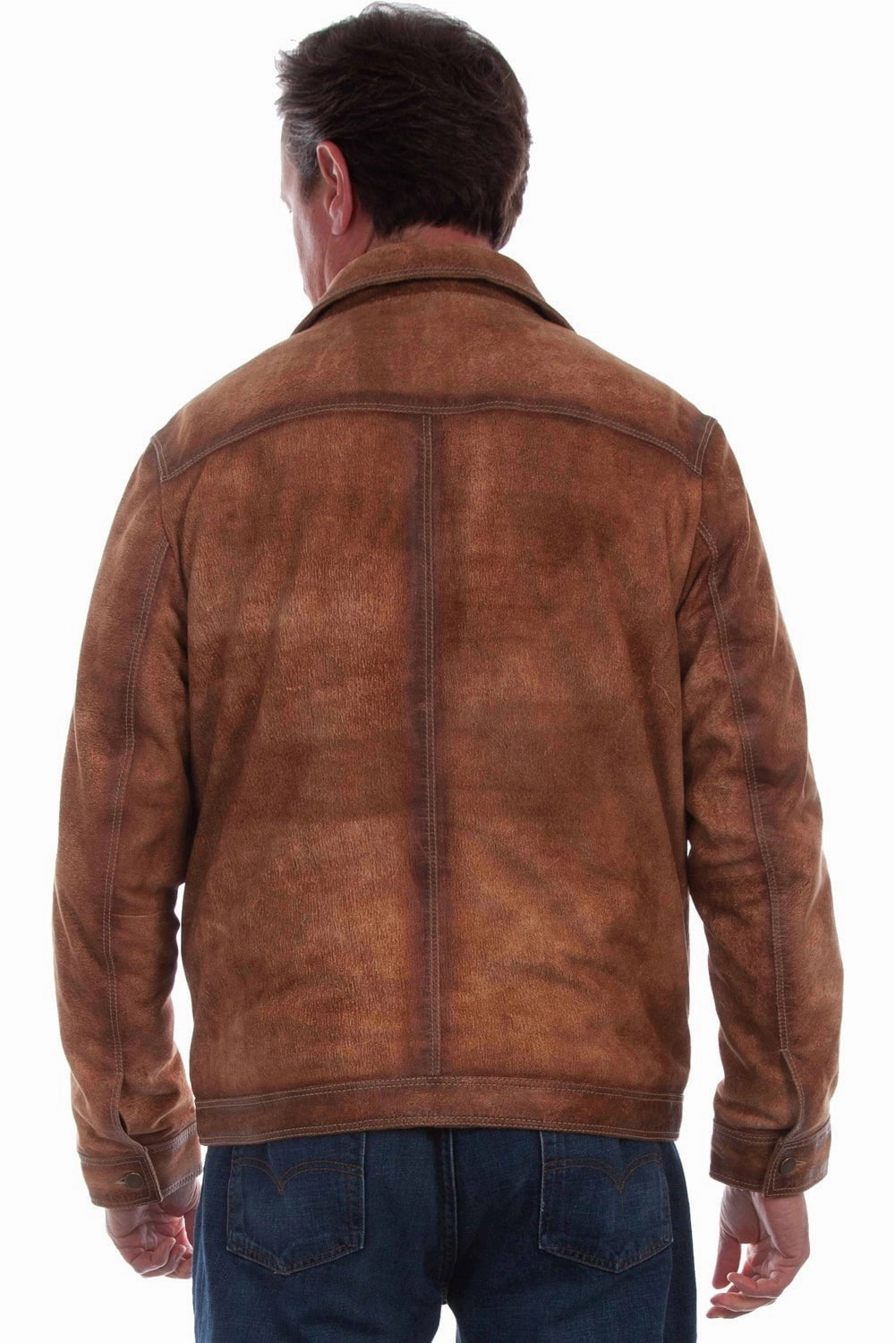 Weekday Street Look Convertible Collar Scully Mens Fancy Placket Teak Leather Leather Jacket
