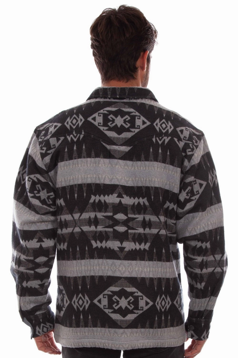 Scully Mens Flannel Jacquard Jacket Grey 100% Cotton L/S Shirt Unique Design