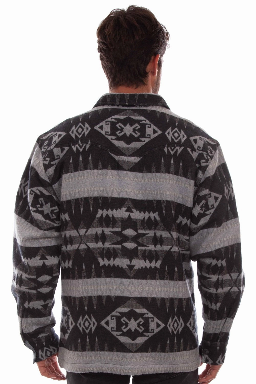 Scully Mens Flannel Jacquard Jacket Grey 100% Cotton L/S Shirt Luxurious Feel