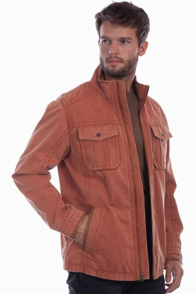 Collapsible Packable Design Timeless Piece Scully Mens Four Pockets Rust Cotton Blend Cotton Jacket
