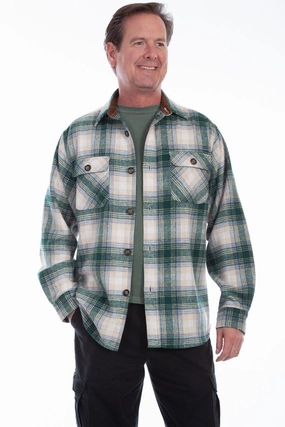 Scully Mens Green/White 100% Cotton Brawny Plaid L/S Shirt Unisex Design