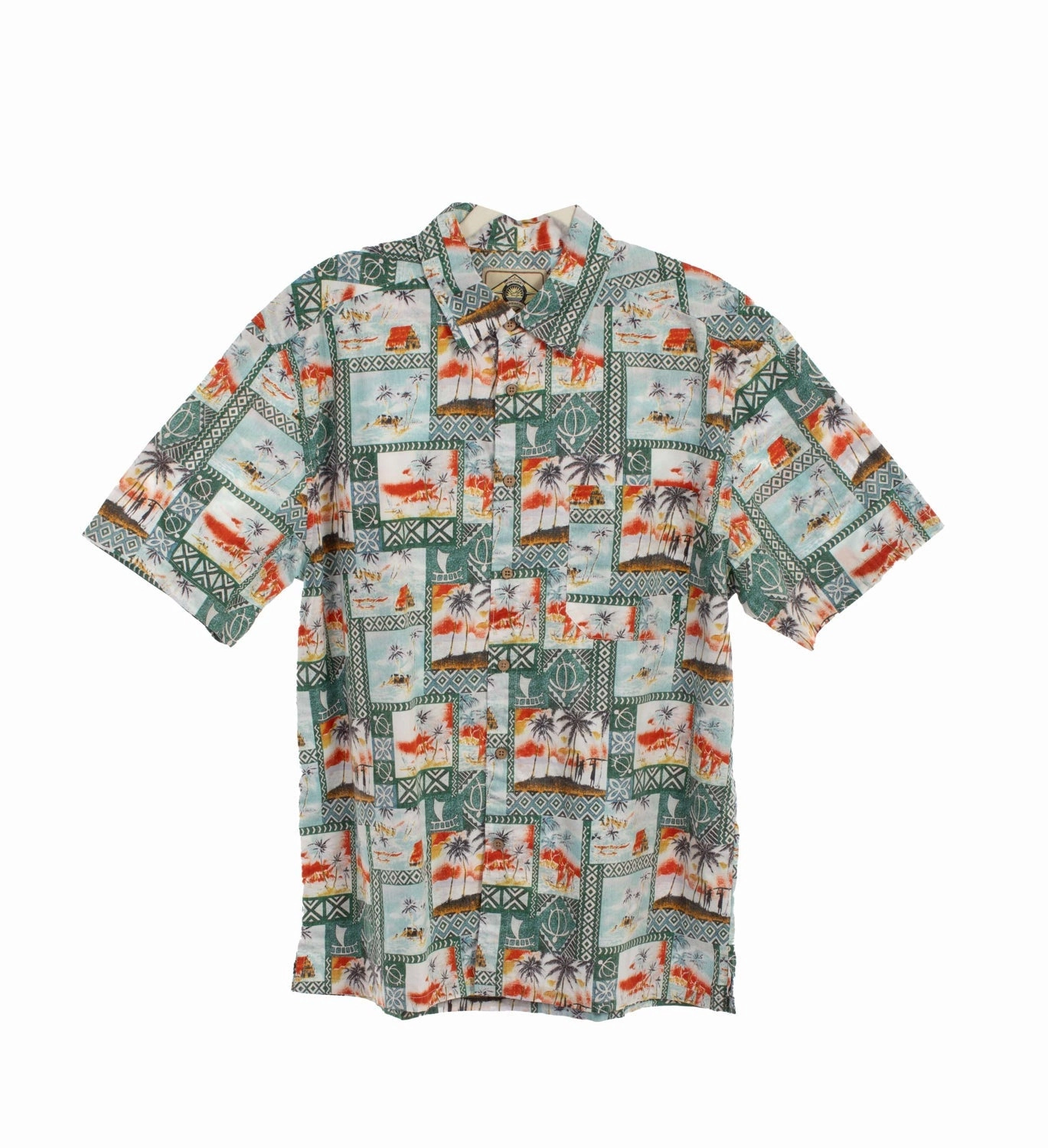 Stylish Element Glossy Texture Scully Mens Island Surfers Pine 100% Cotton S/S Shirt
