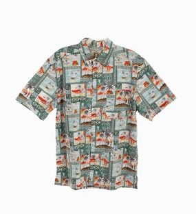 Scully Mens Island Surfers Pine 100% Cotton S/S Shirt Multi Pocket Design Unmatched comfort