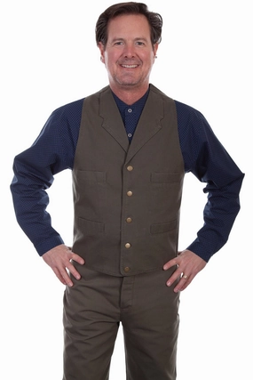 Scully Mens Khaki 100% Cotton Canvas Vest ThermalReflective GlowInTheDarkAccents