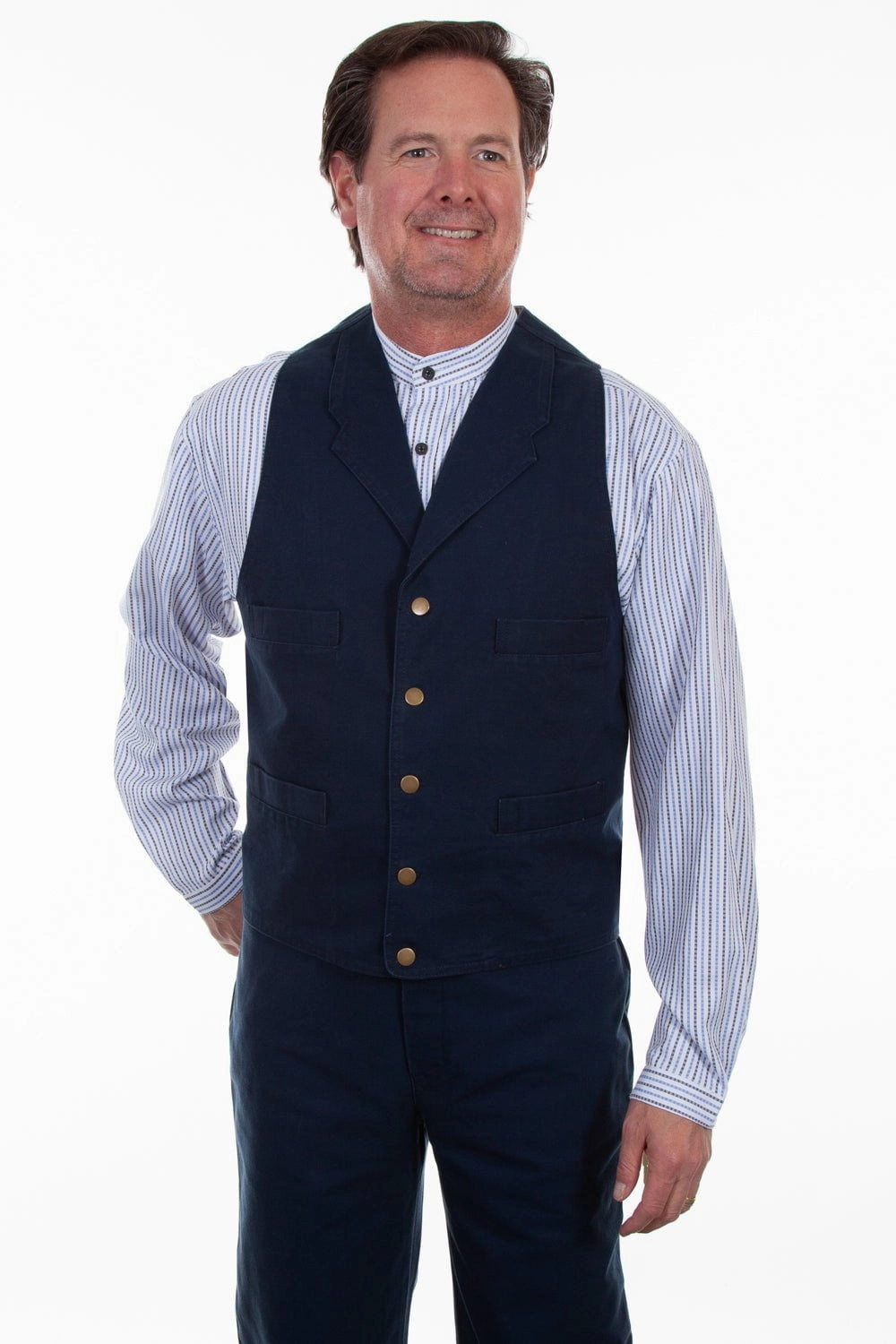 Scully Mens Navy 100% Cotton Canvas Vest On The Go Layer Elegant Evening
