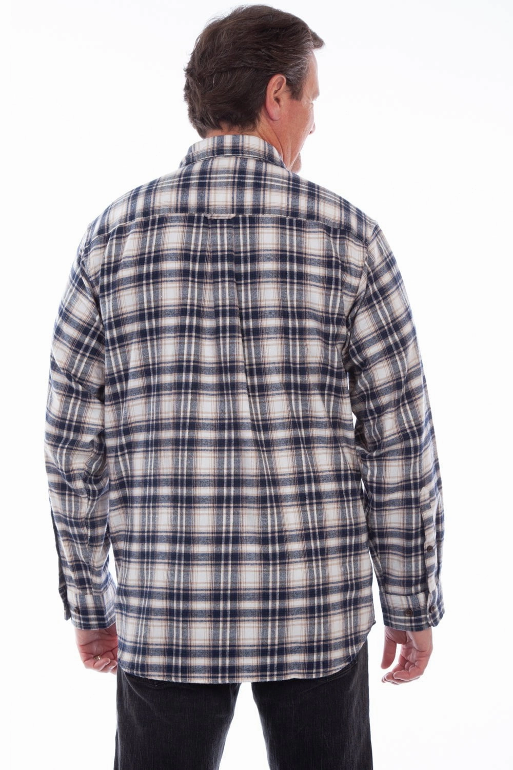 Scully Mens Navy 100% Cotton Flannel Plaid L/S Shirt Trendy Pattern Hypoallergenic Lining