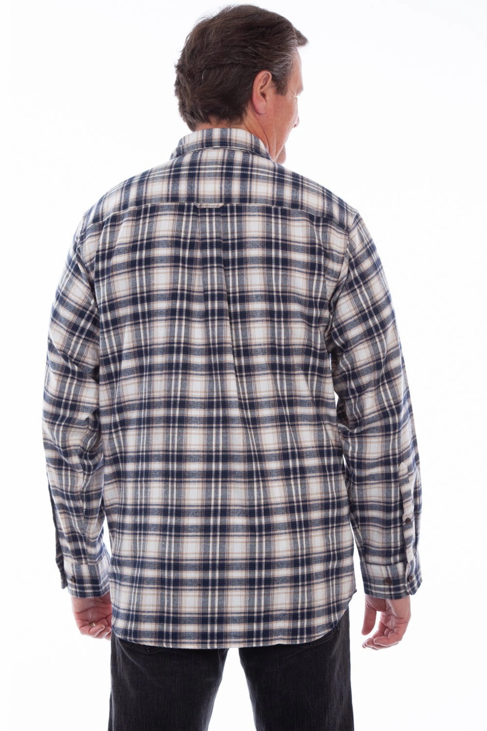 Scully Mens Navy 100% Cotton Flannel Plaid L/S Shirt Trendsetting Design Holiday Special