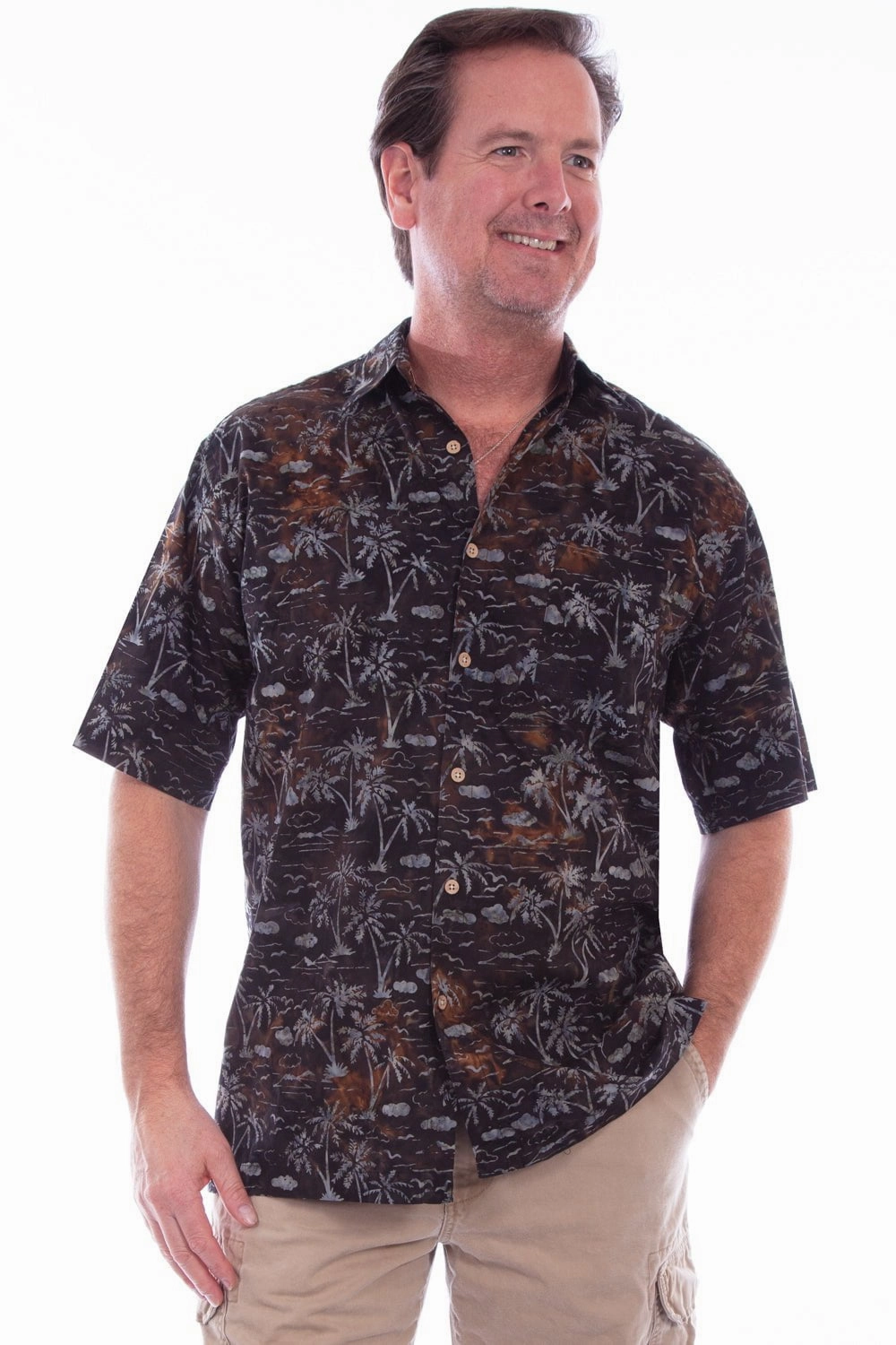 Scully Mens Night 100% Cotton Sky Batik S/S Shirt Eco Friendly Dye