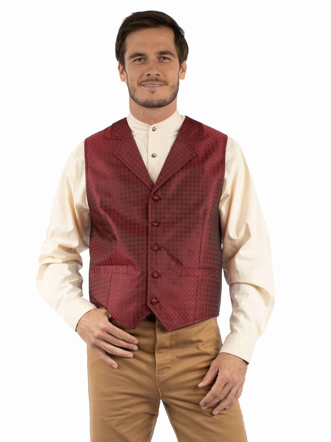 Hypoallergenic fabric Scully Mens Notched Old West Red 100% Polyester Vest