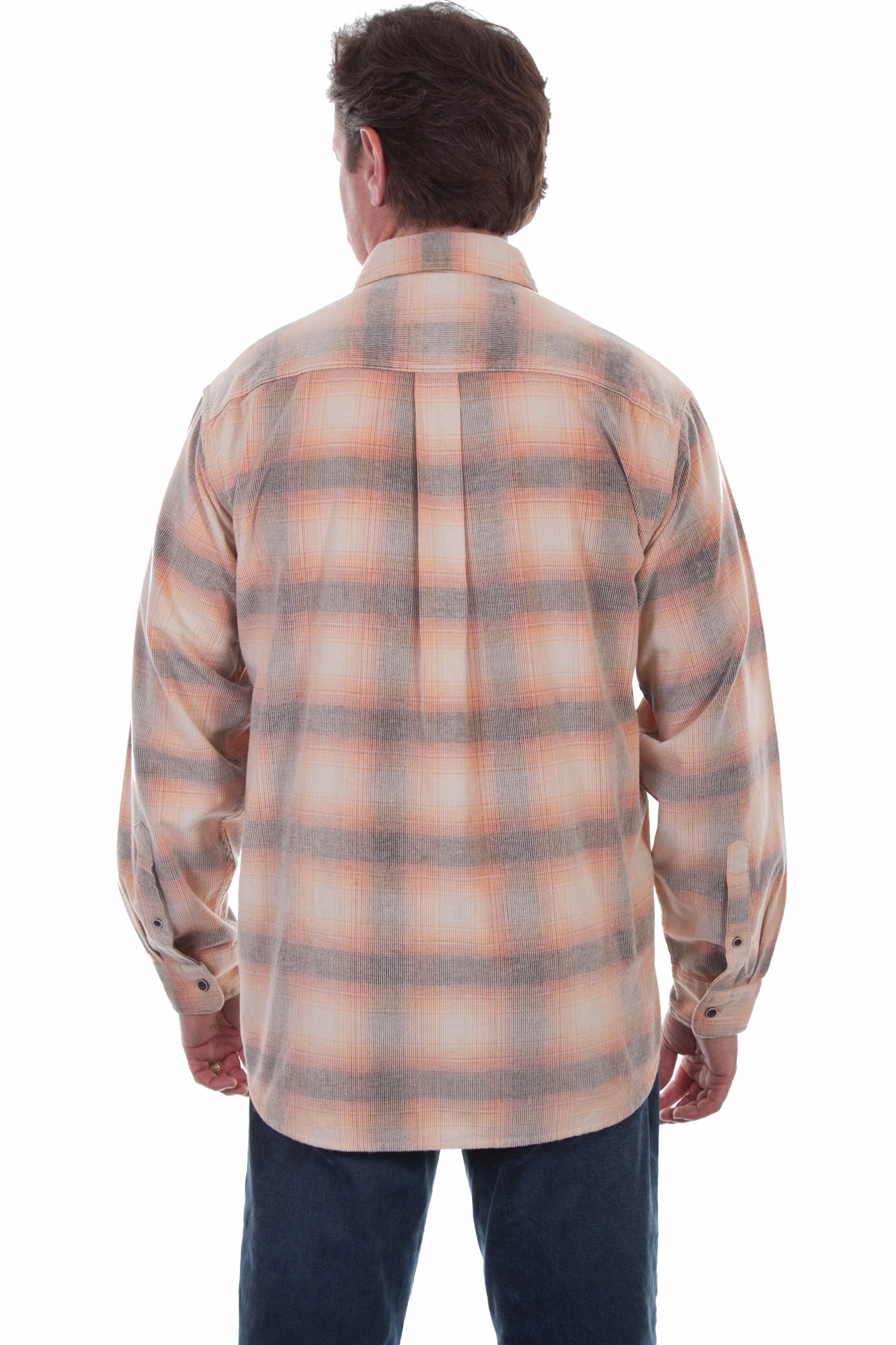 Scully Mens Orange/Black 100% Cotton Cord Plaid L/S Shirt Versatile Styling Comfortable Fabric
