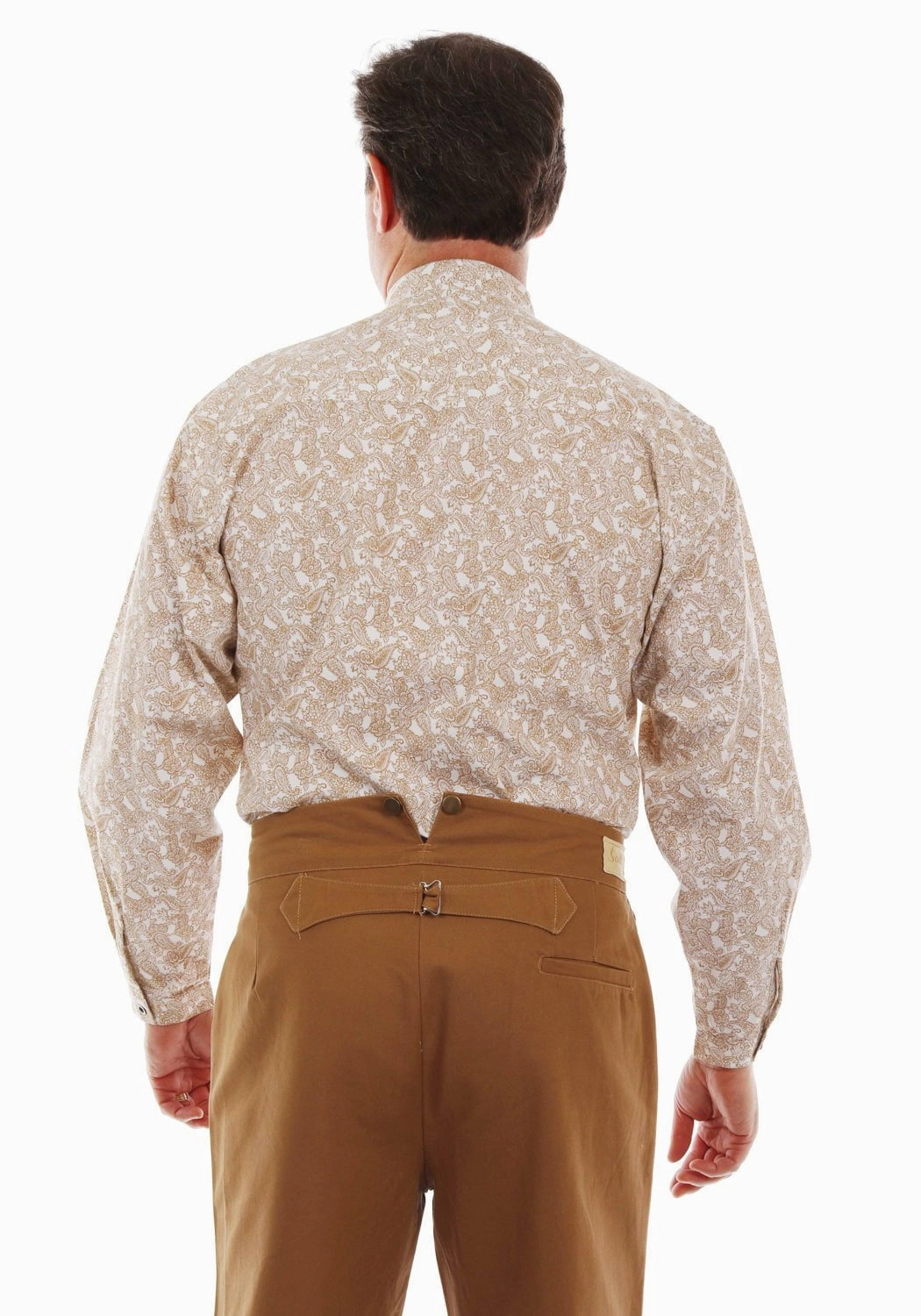 Creative Professional Scully Mens Paisley Flower Retro Ivory 100% Cotton L/S Shirt