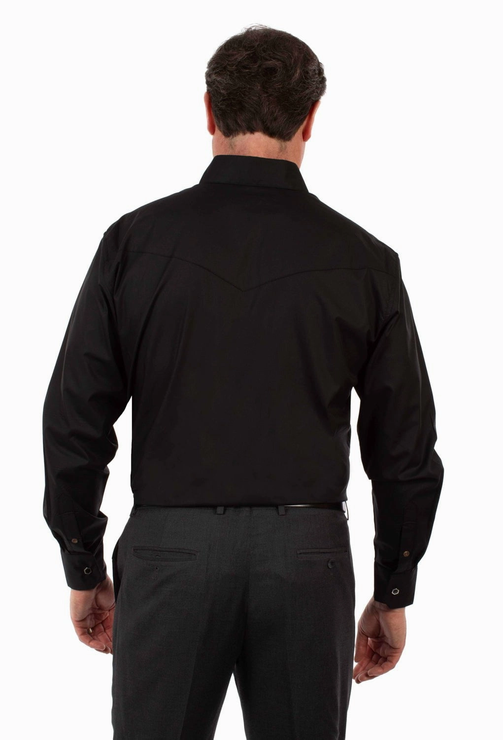 hypoallergenic material Ultra Soft Interior Scully Mens Premium Poplin Black 100% Cotton L/S Shirt