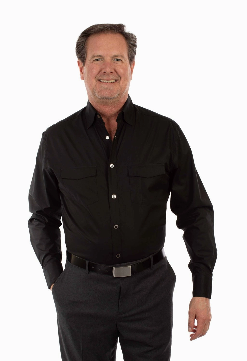 Versatile Clothing Scully Mens Premium Poplin Black 100% Cotton L/S Shirt