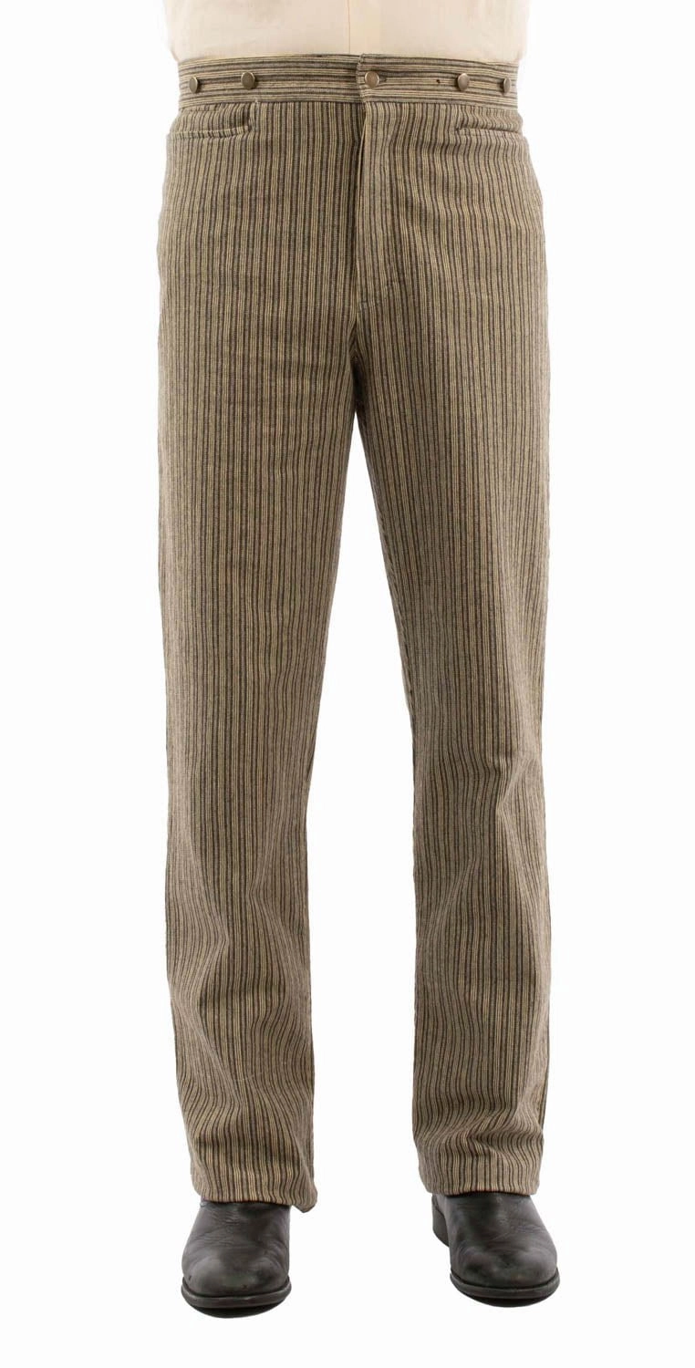 Flexible Wear HypoallergenicMaterial Scully Mens Rail Stripe Taupe Cotton Blend Dress Pants
