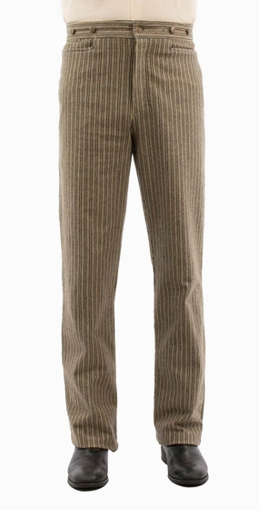 Trendy Layering Smooth Fabric Scully Mens Rail Stripe Taupe Cotton Blend Dress Pants