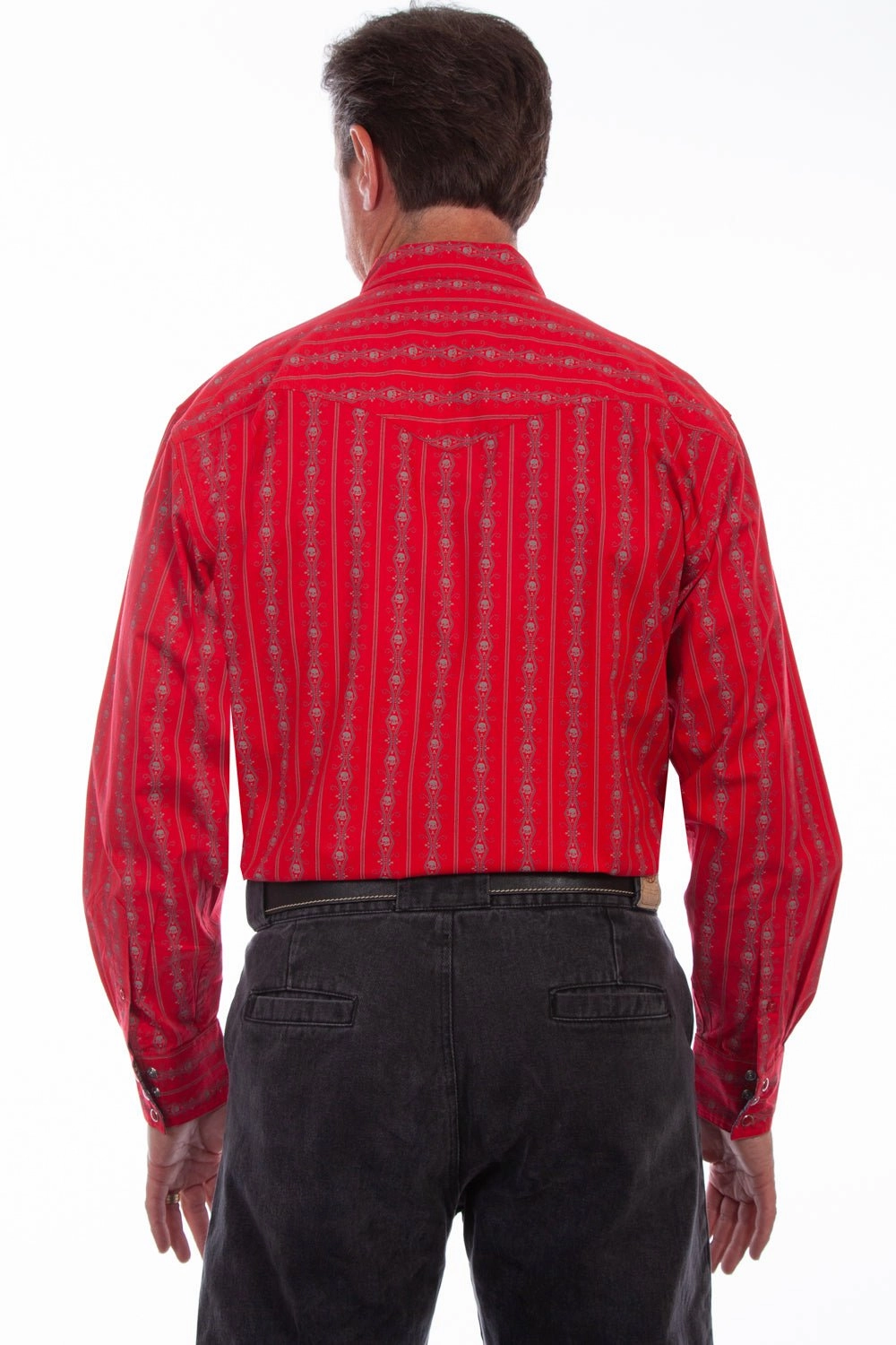 Standalone Option Scully Mens Skull Stripe Red 100% Cotton L/S Shirt