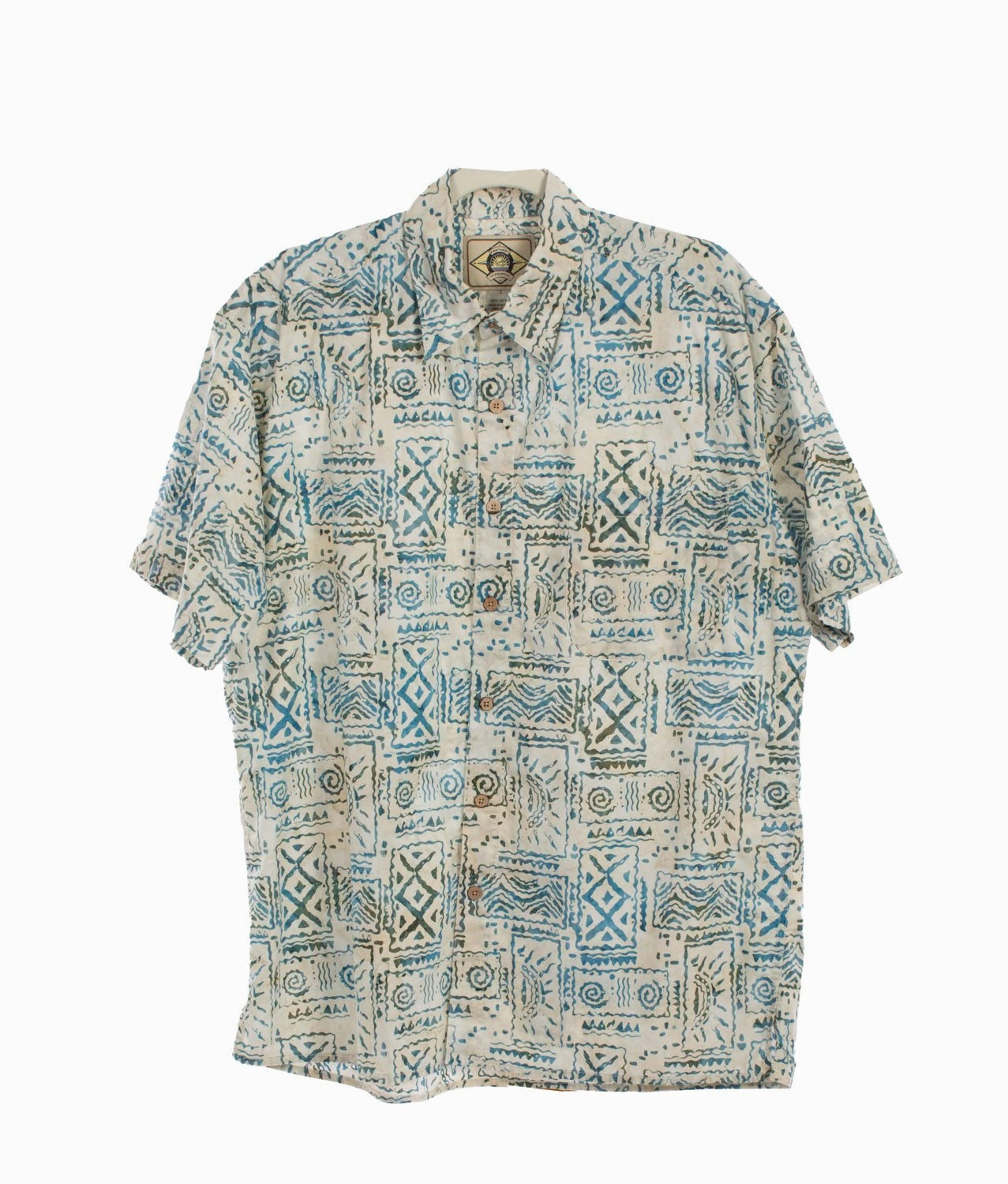 Ombre look Essential Wardrobe Scully Mens Special Batik Off White 100% Cotton S/S Shirt