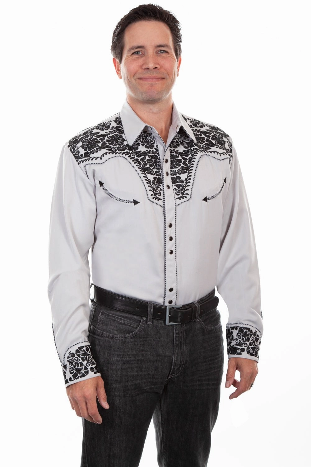 Scully Mens Steel Poly/Rayon Floral L/S Shirt Casual Sophistication Lightweight Layer