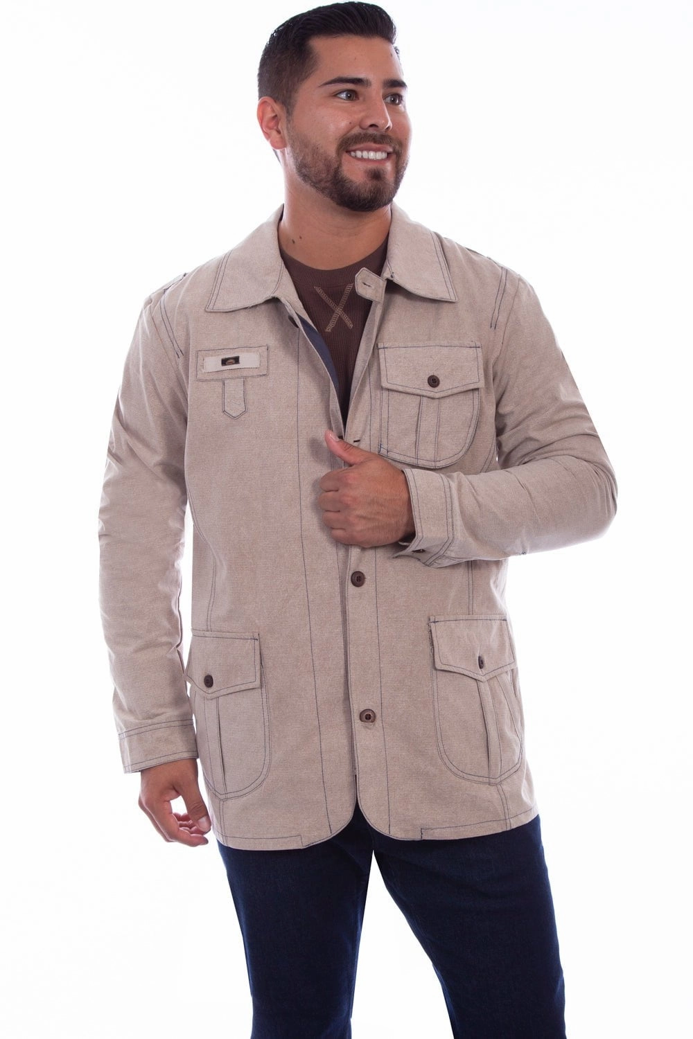 Green Material Scully Mens Stone 100% Cotton Departure Jacket