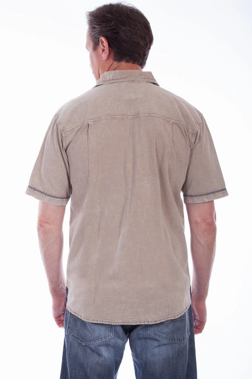 Ombre look Scully Mens Stone 100% Cotton Ridgeline S/S Shirt