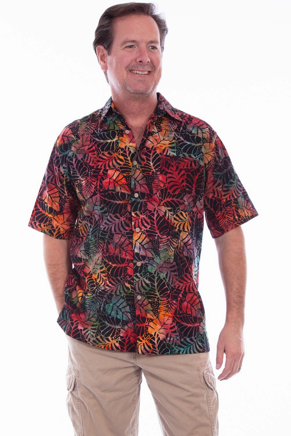 Scully Mens Sunset 100% Cotton Floral Batik S/S Shirt Oversized style