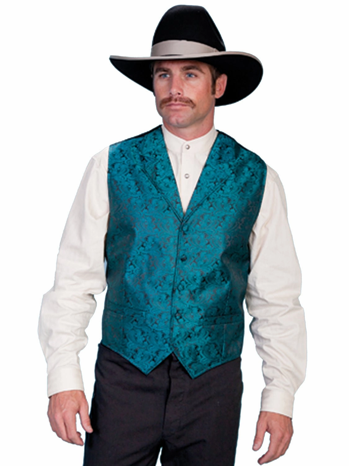 WindResistant Coating Scully Mens Teal Polyester Classic Paisley Vest