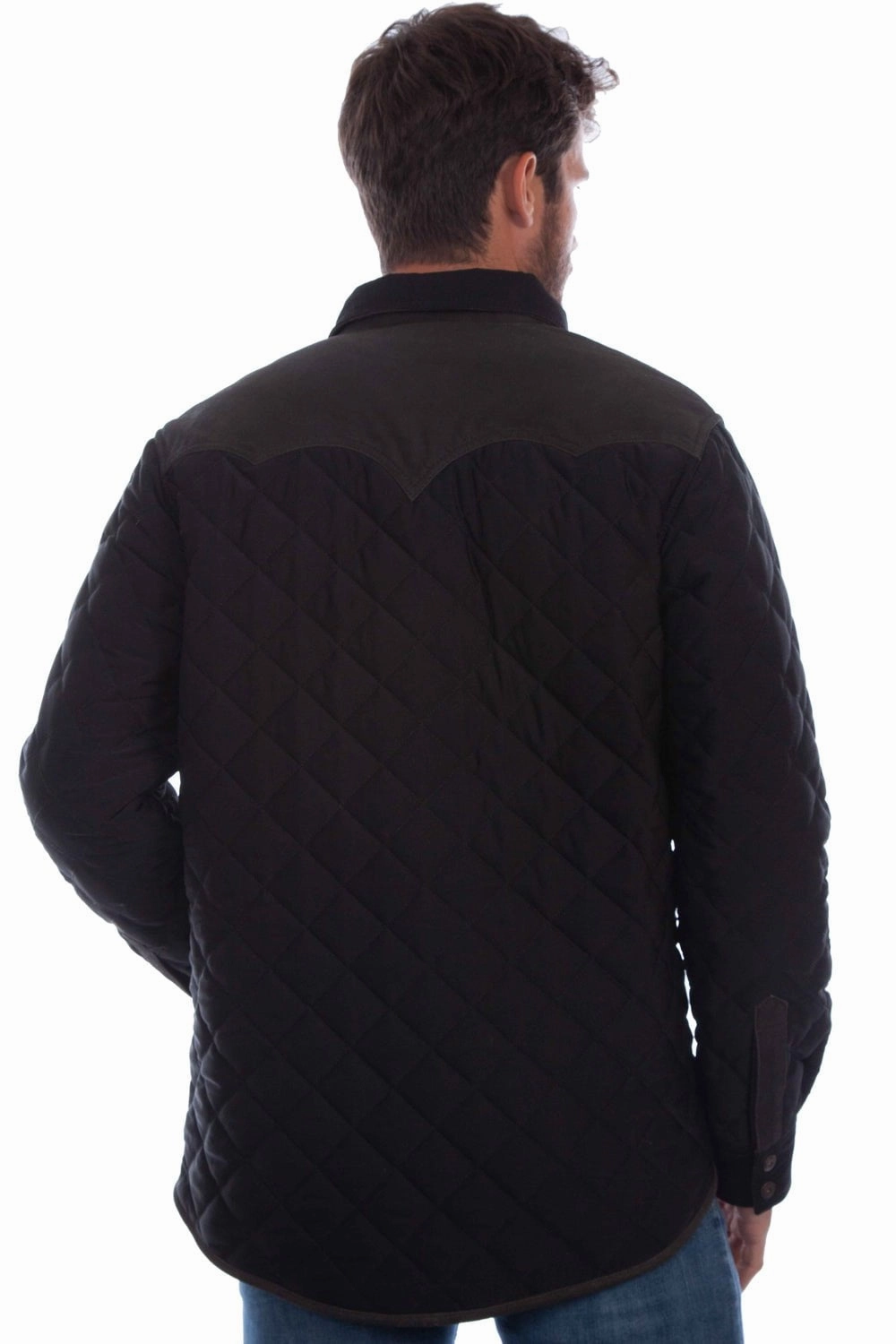 ErgonomicFit AdjustableHem Scully Mens Trailblazer Quilted Black Leather Leather Jacket