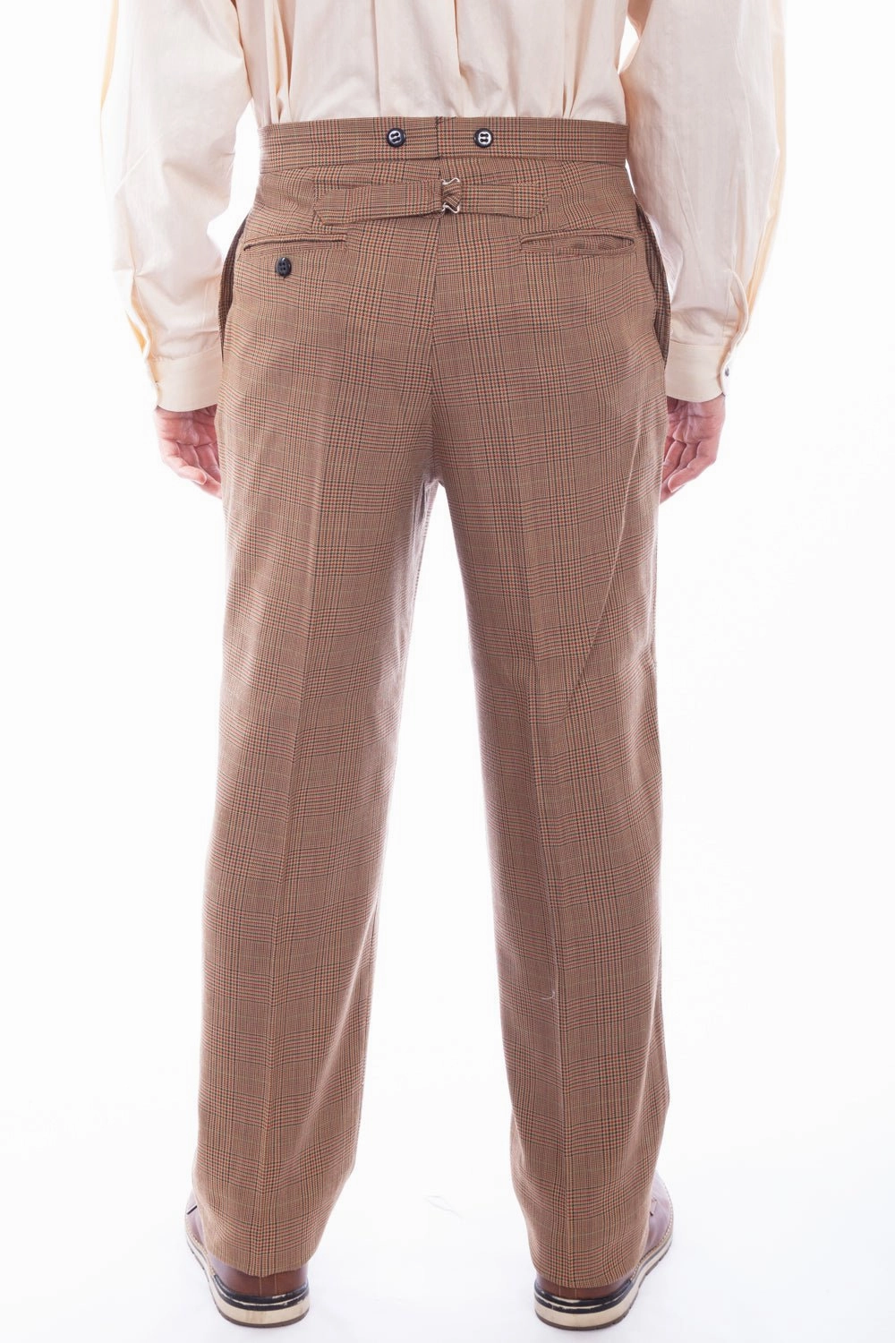 Flexible Design Scully Mens Vintage Plaid Tan Wool Blend Dress Pants