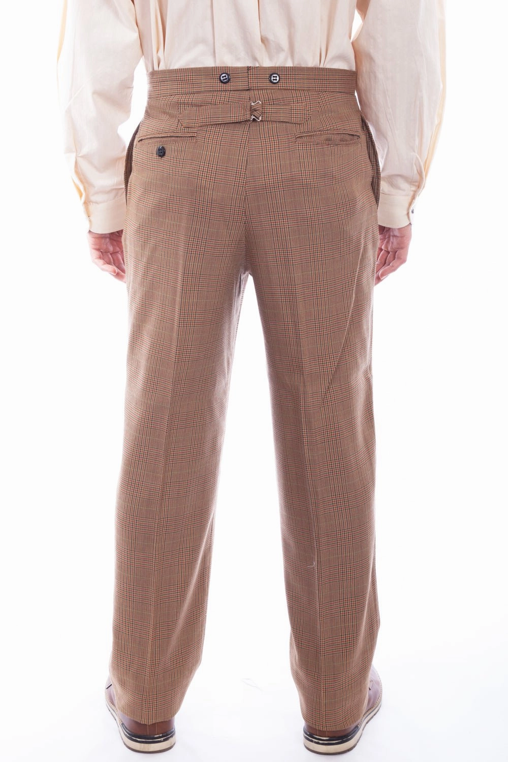 SeamlessPockets Scully Mens Vintage Plaid Tan Wool Blend Dress Pants