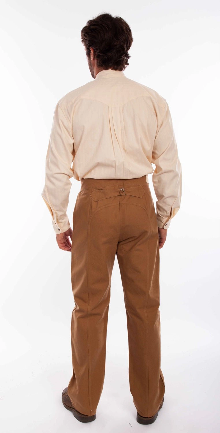 Scully Mens Vintage Saddle Brown 100% Cotton Trousers Flattering Comfort