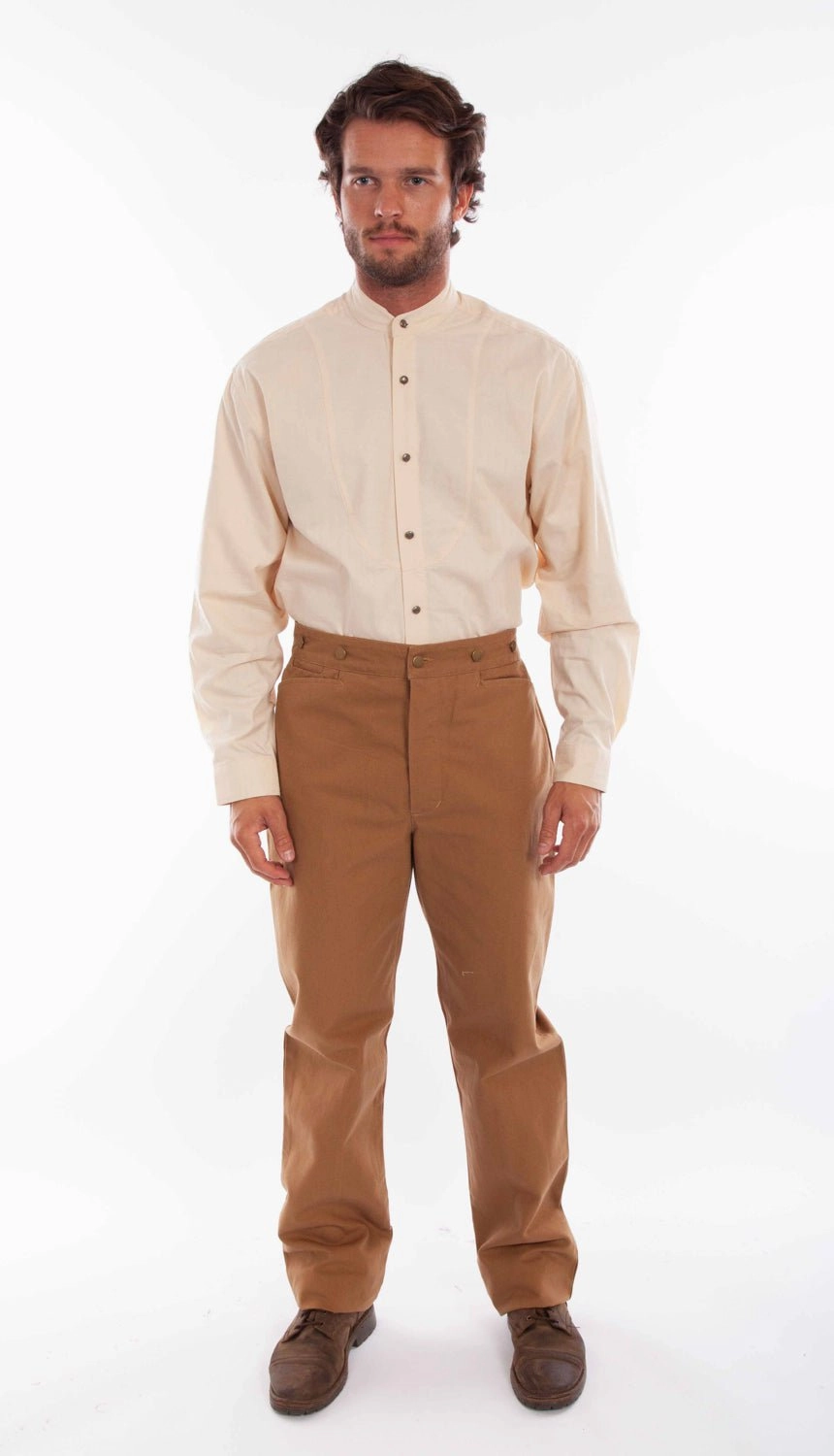 Scully Mens Vintage Saddle Brown 100% Cotton Trousers Basic Look