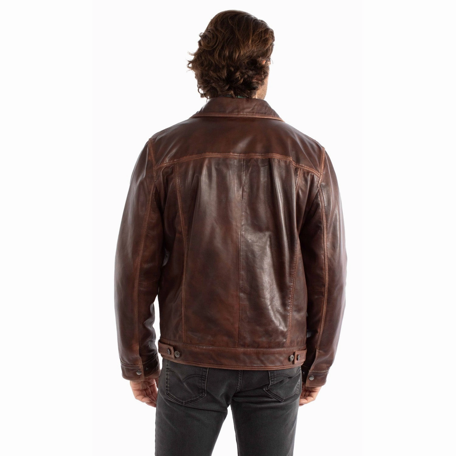 Scully Mens Washed Jean Cognac Leather Leather Jacket Flexible Layer System Practical Cold Piece