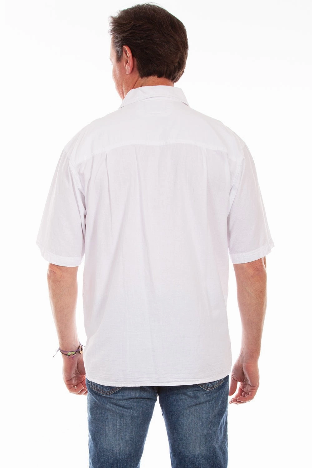 Anti Pilling Surface networking event Scully Mens White/Grey 100% Cotton Calypso S/S Shirt