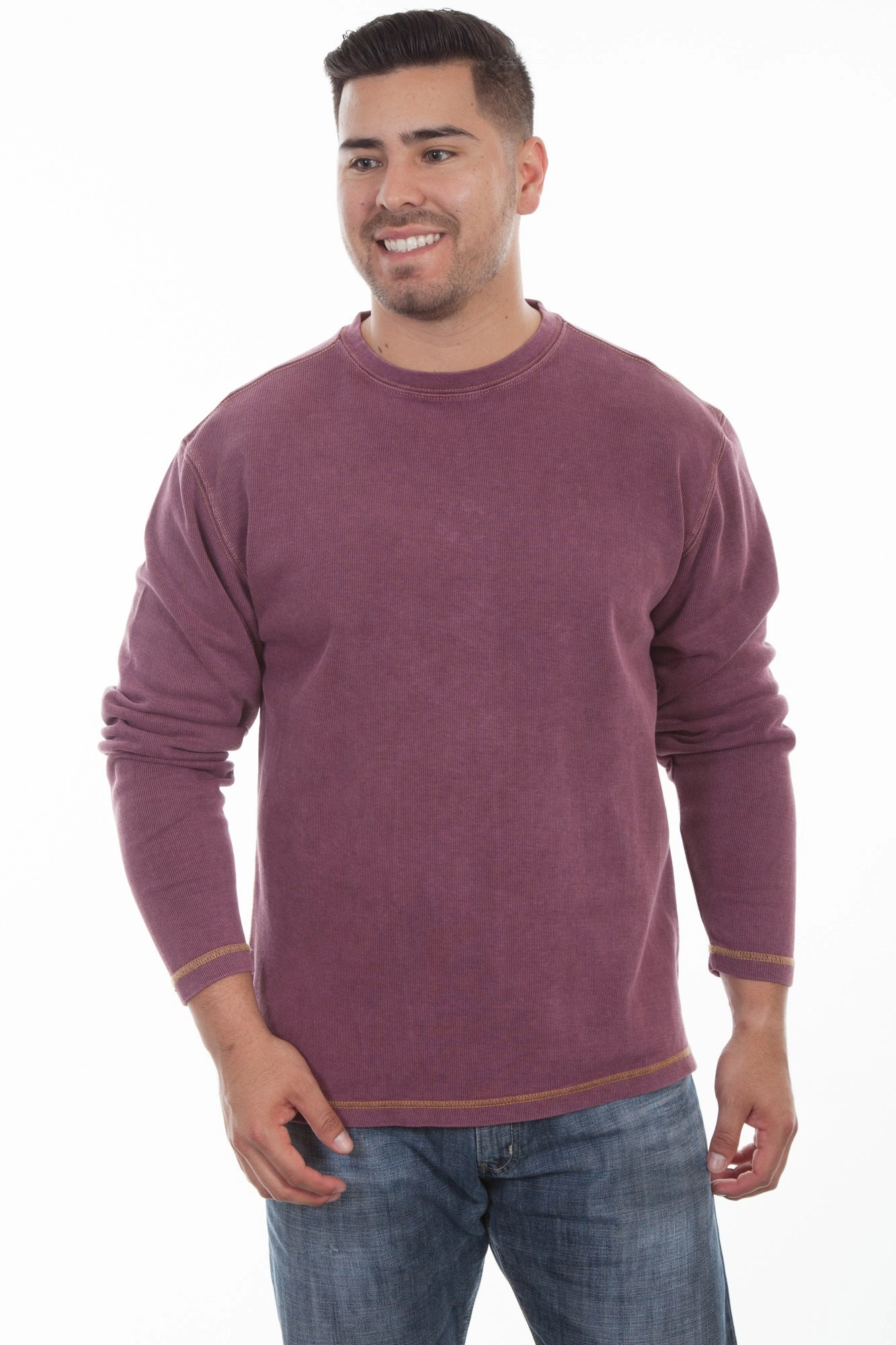 Country Charm Scully Mens Wine 100% Cotton Beefy L/S T-Shirt
