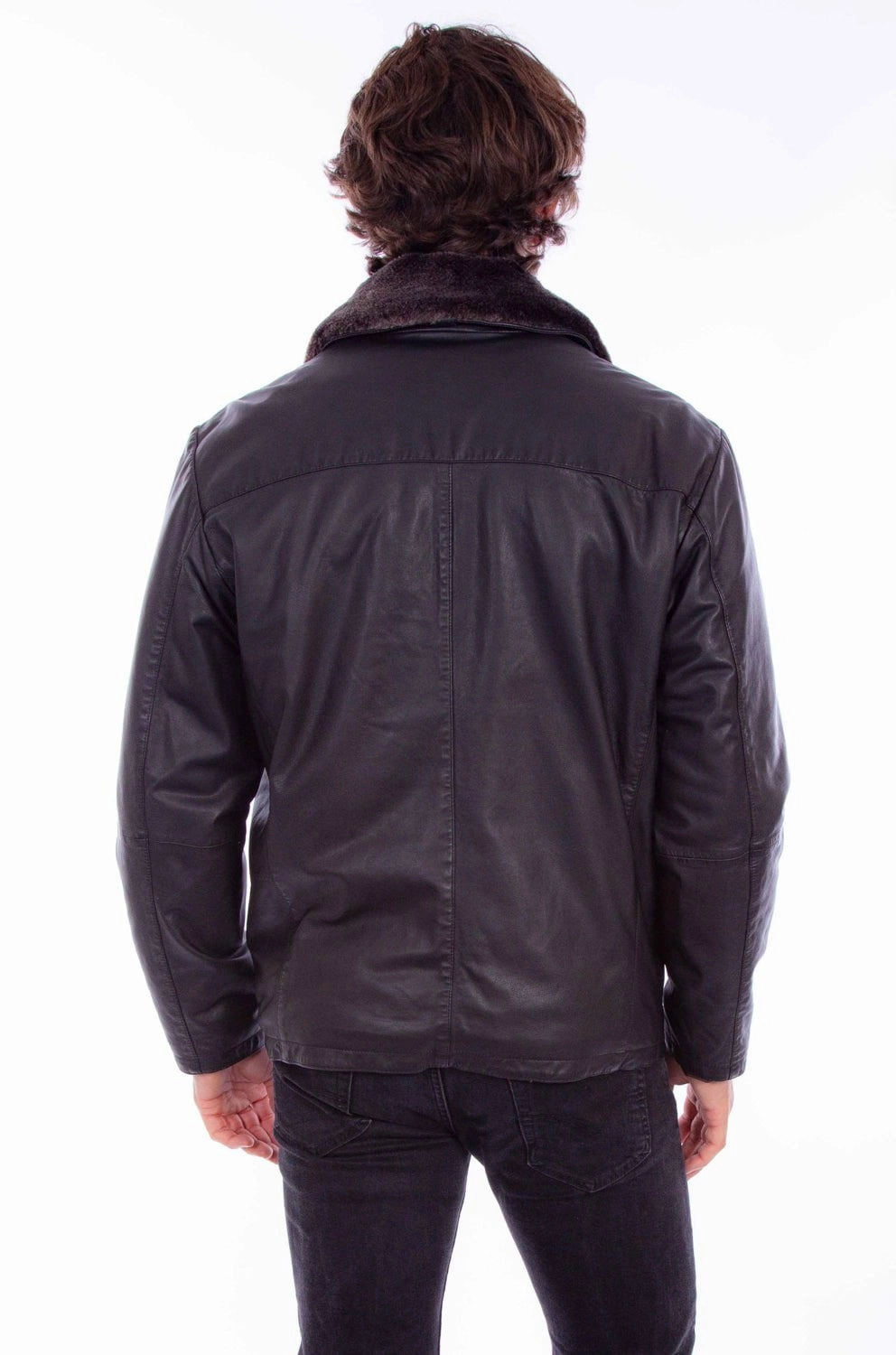 Scully Mens Zip Bomber Black Leather Leather Jacket Oversized Silhouette One Color