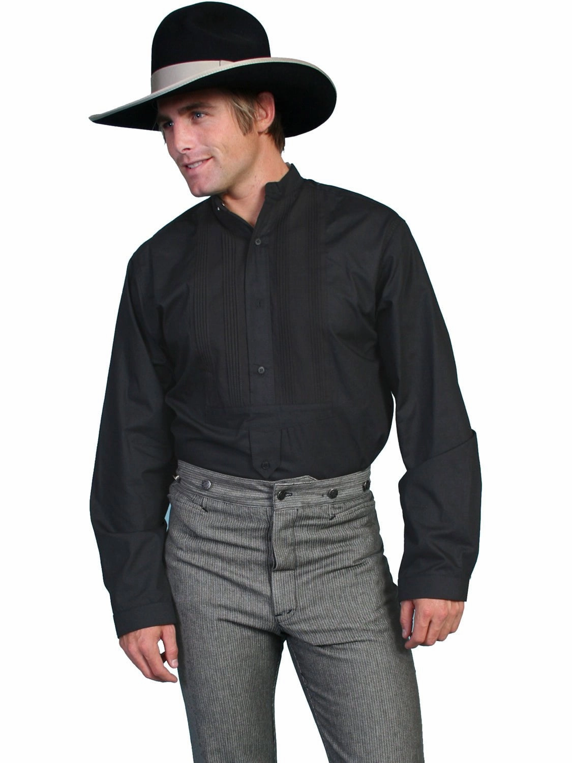 Scully RangeWear Mens Black 100% Cotton Gambler L/S Western Shirt Eye-Catching Pattern
