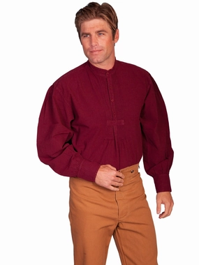 Scully RangeWear Mens Burgundy 100% Cotton Vintage L/S Full Cut Shirt Stretchable Cloth Winter Layering